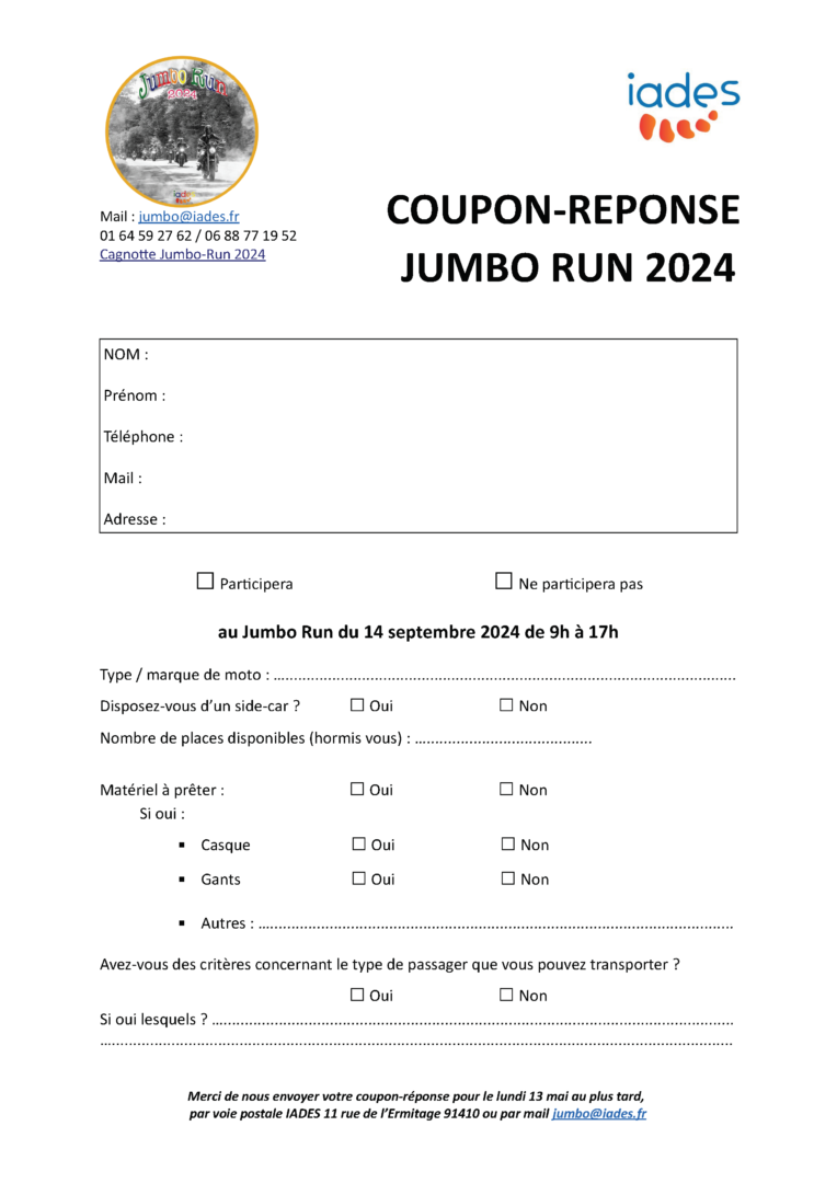 Coupon Réponse Motards Jumbo 2024